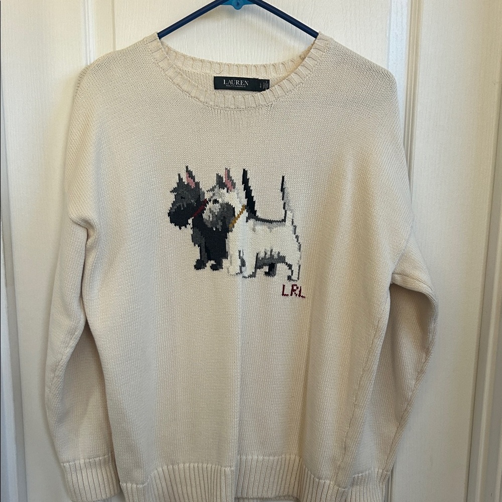 Polo by Ralph Lauren Cream Sweater with Dog Motif